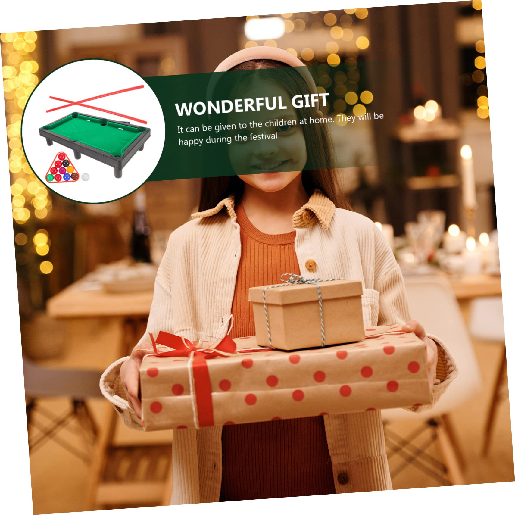 GANAZONO 1Set Mini Billiard for Adults Interactive Desktop Pool Game with Table Cues Balls Accessories for Family Gatherings