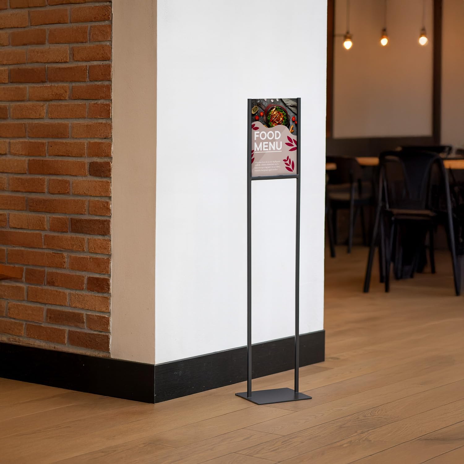 EUROPEL Porte Affiche A4 - Support Affiche sur Pied en Métal Noir avec Insert Acrylique Transparent - Porte Menu Durable et Élégant pour Restaurants, Bureaux, Réceptions
