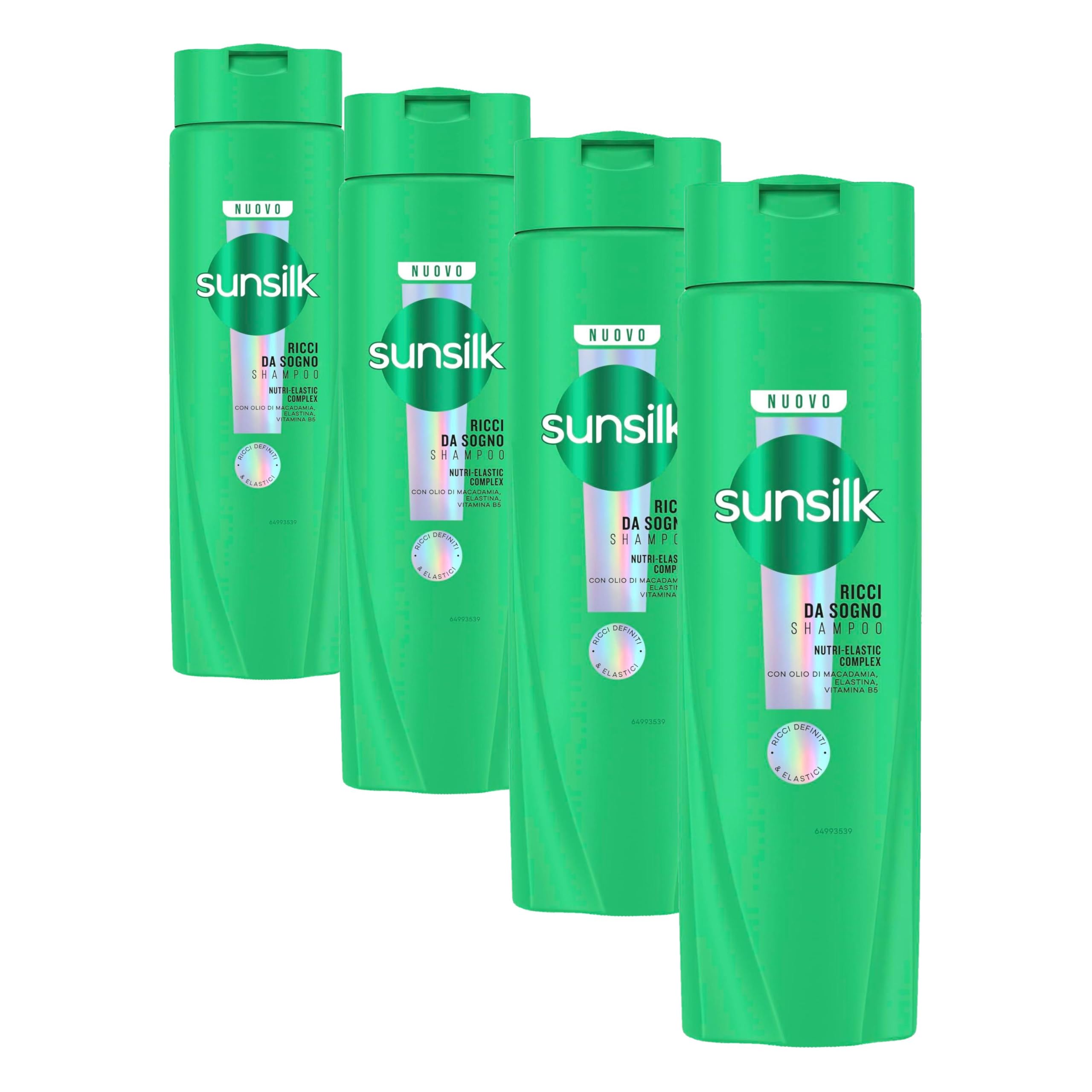 Sunsilk, Shampoo Ricci da Sogno, Shampoo per Capelli Ricci Definiti ed Elastici, Formula Arricchita con Nutri-Elastic Complex 250ml con Olio di Macadamia, Elastina e Vitamina B5, 250ml