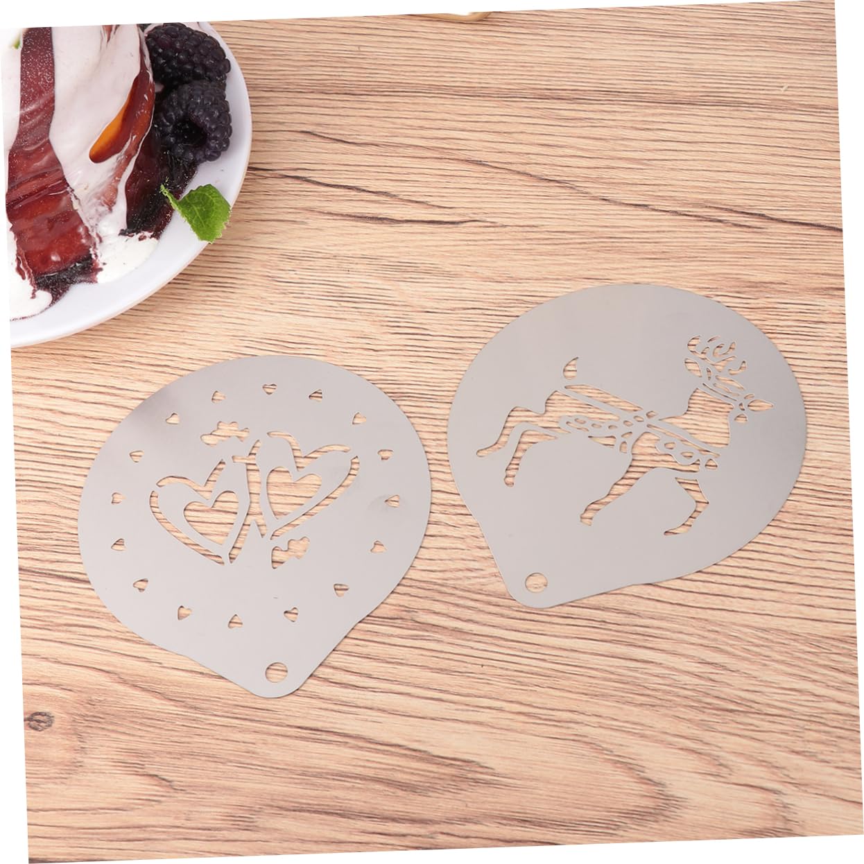 DECHOUS 3sets Stencil Inossidabile Per Latte Art Per Cappuccino e Facili e Utilizzare Per e Del