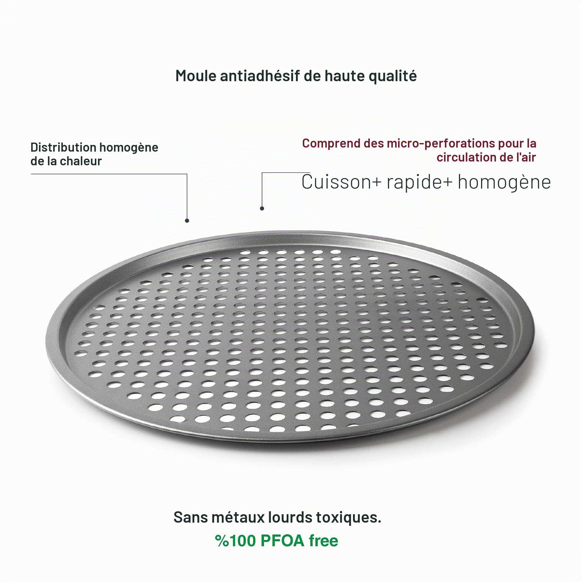 Lacor 68471 - Moule à pizza, plateau perforé à pizza, moisissure | Ustensile professionnel durable; conçu pour un rendement optimal y nettoyage rapide et facile au lave-vaisselle