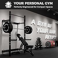 Vista 2 de RitFit 2.36'' x 2.36'' Folding Squat Rack for Home Gym, Wall Mounted Squat Rack with Attachments - Space Saving Squat Power Rack