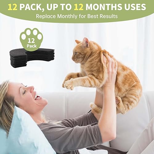 Miniatura 5 de Paquete de 12 filtros de carbono compatibles con caja de arena Robot 4, filtros de carbono grueso para absorber olores y controlar la humedad,