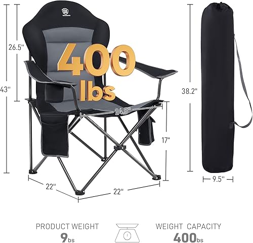 Miniatura 3 de EVER ADVANCED Silla de campamento con calefacción, sillas de césped, silla climatizada para deportes al aire libre con 3 niveles de calor, silla