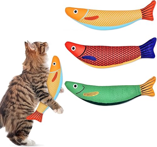 Juguetes para gatos, paquete de 3 juguetes de hierba gatera para gatos, suaves y duraderos con sonido de sonajero, juguetes interactivos para gatos