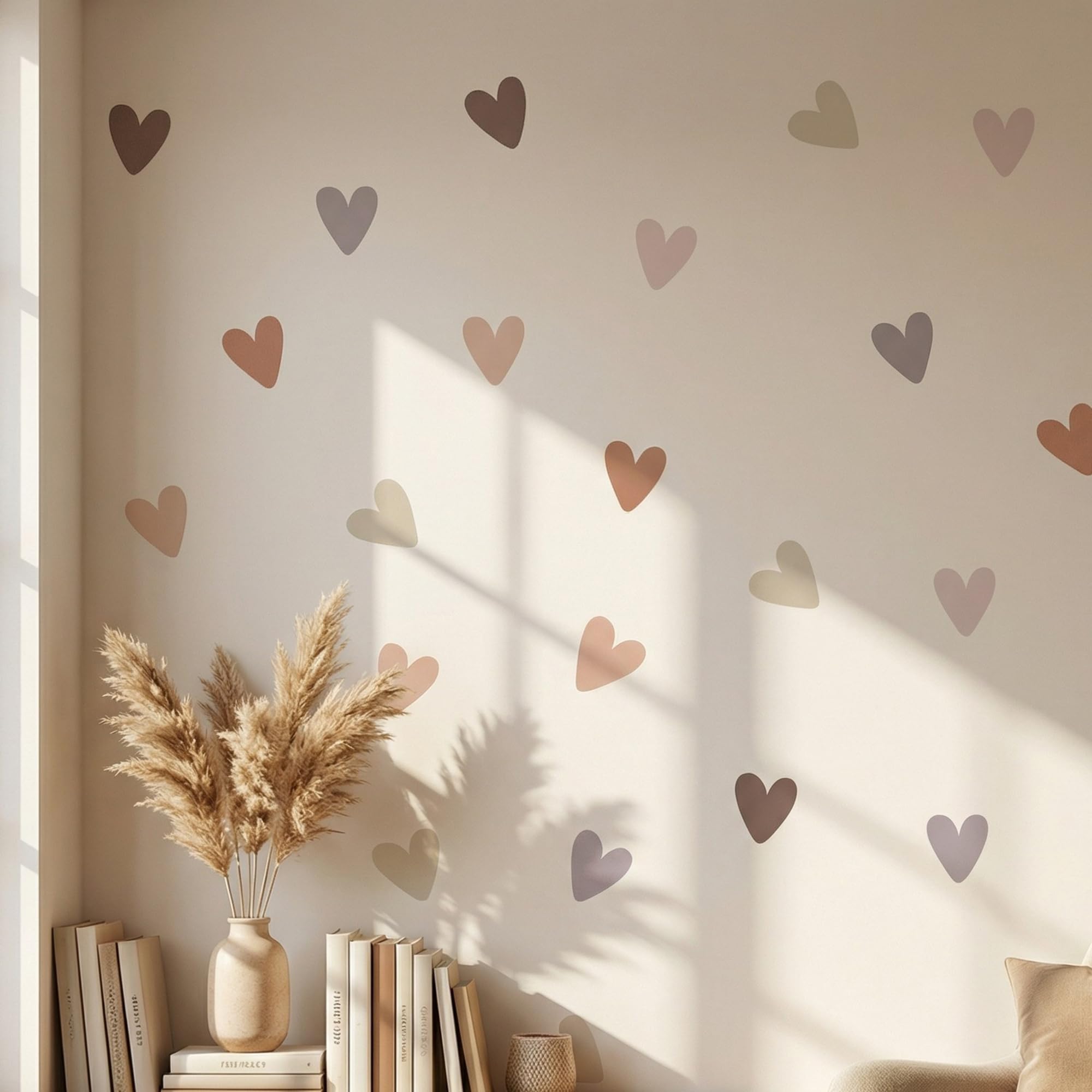 HMETOL 64pcs Heart Shape Wall Stickers for Bedroom Living Room Decoration