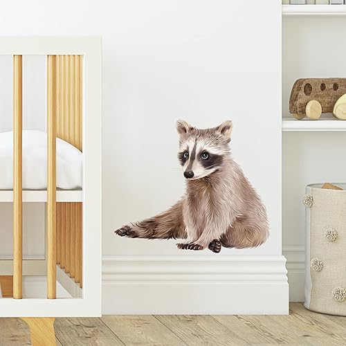 Miniatura 3 de Calcomanía de pared con diseño de mapache lindo para guardería, extraíble, para despegar y pegar, impermeable, decoración de pared para niños,