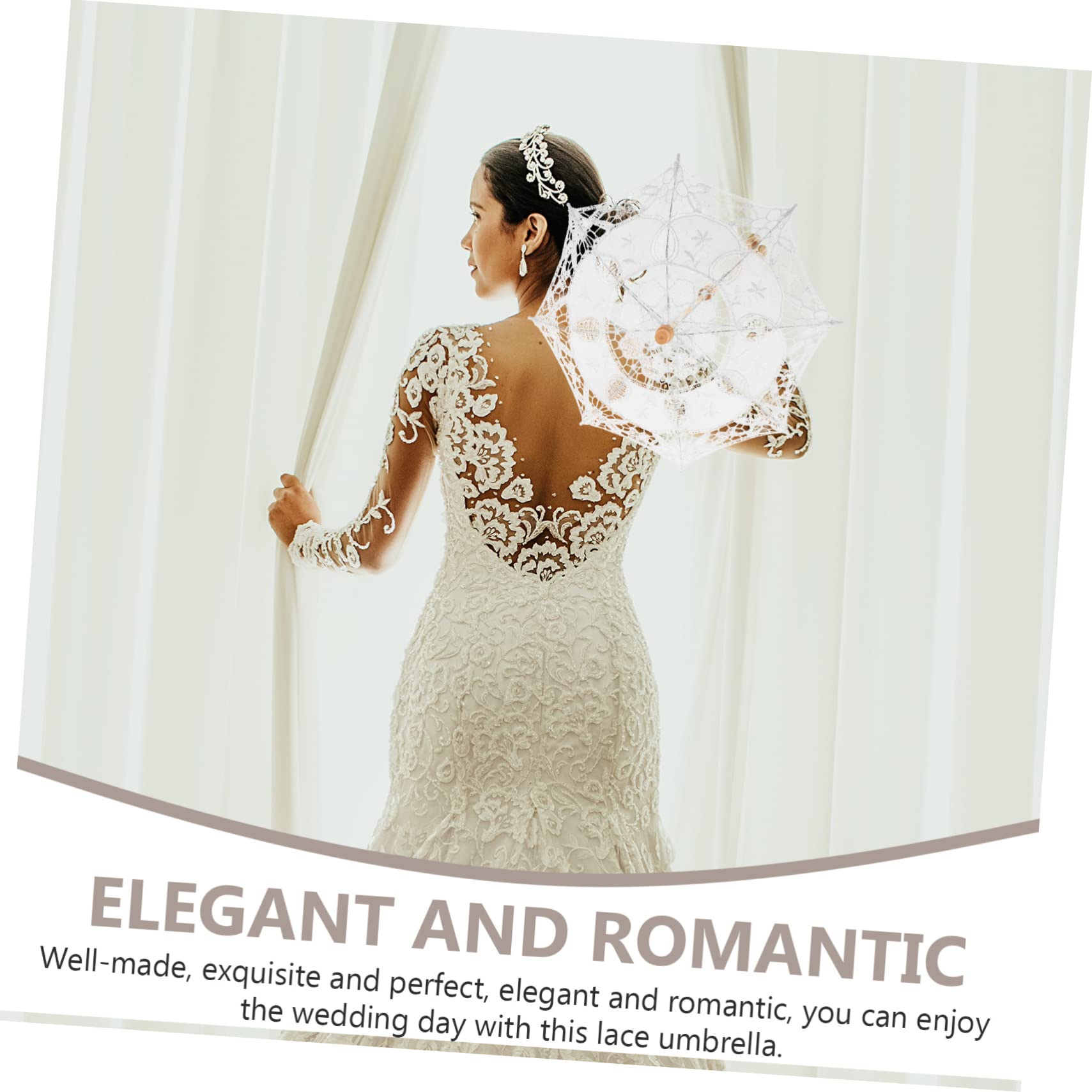 VALICLUD 2pezzi Ombrello Pizzo Per Sposa Ombrello Leggero e Portatile Con Manico Ergonomico Per Matrimoni e Fotografie Eleganti