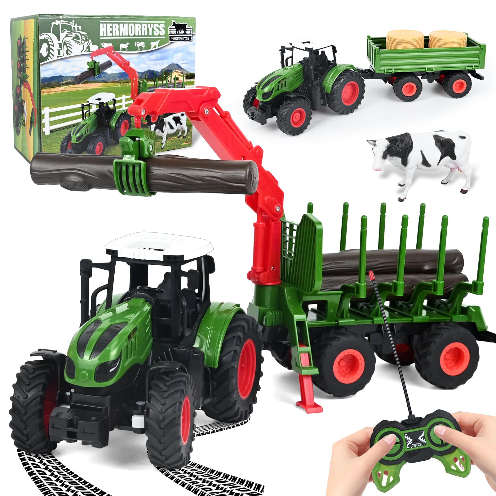 Tracteur Enfant JONRRYIN Tracteur Telecommandu00e9 Enfant, 16 PCS Jouet Tracteur Radiocommandé 1 8