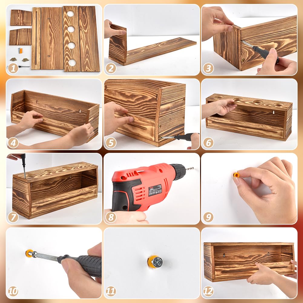 PH PandaHall Rastrelliera da ping pong da parete, organizer per racchette da ping pong, in legno, con ripiano per 4 racchette, ufficio, casa, bar