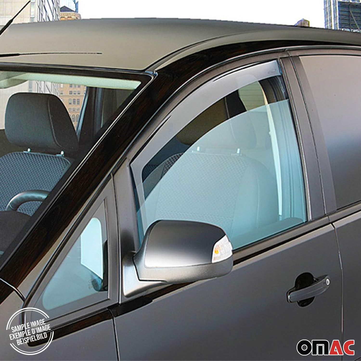 OMAC Windabweiser Regenabweiser kompatibel mit Opel Crossland 2017-2024 Dunkel Acryl 4tlg