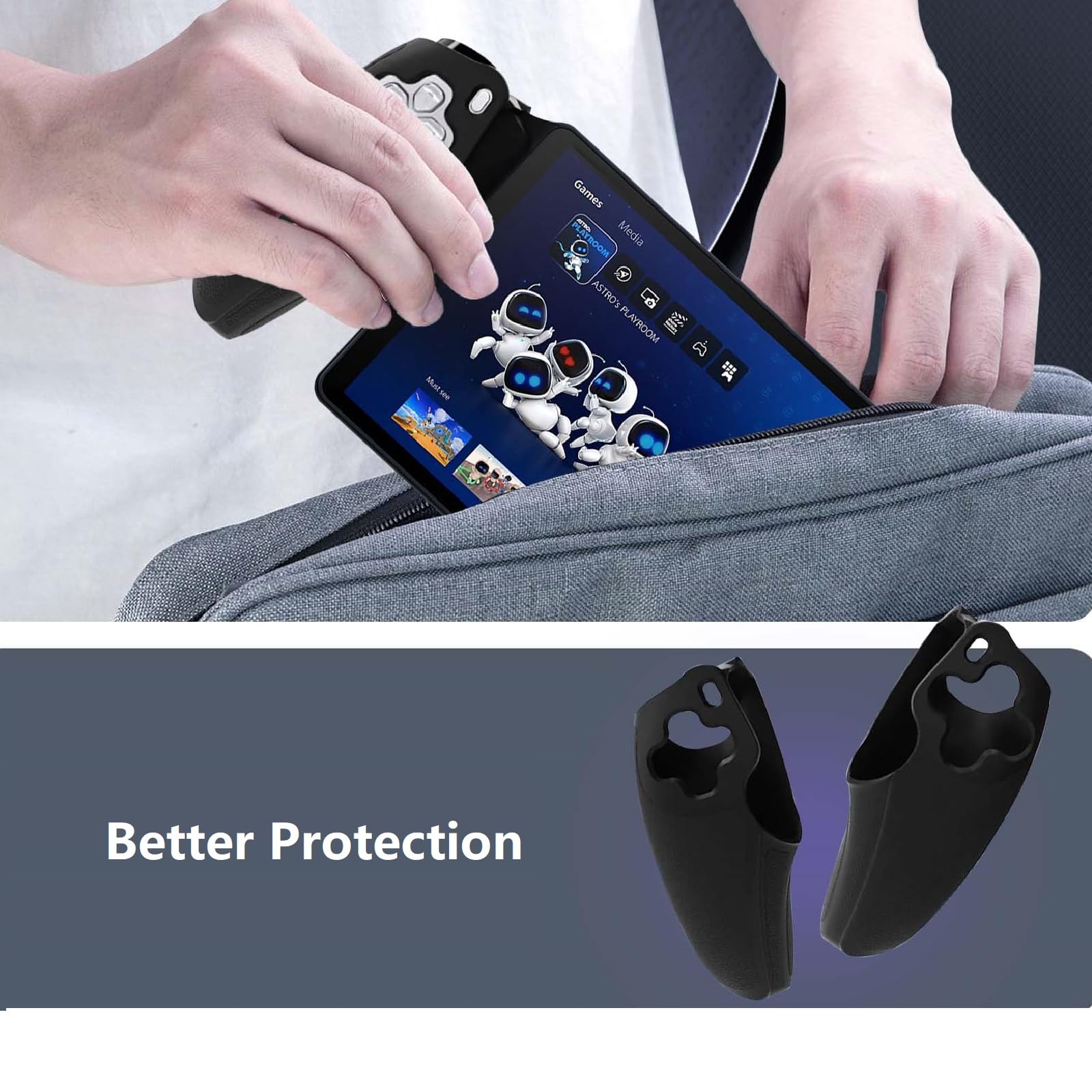 QULLOO Funda Compatible con Sony PS5 PlayStation Portal, Anti-Deslizante Anti-arañazos Carcasa de Silicona Protección Case Cover - Negro