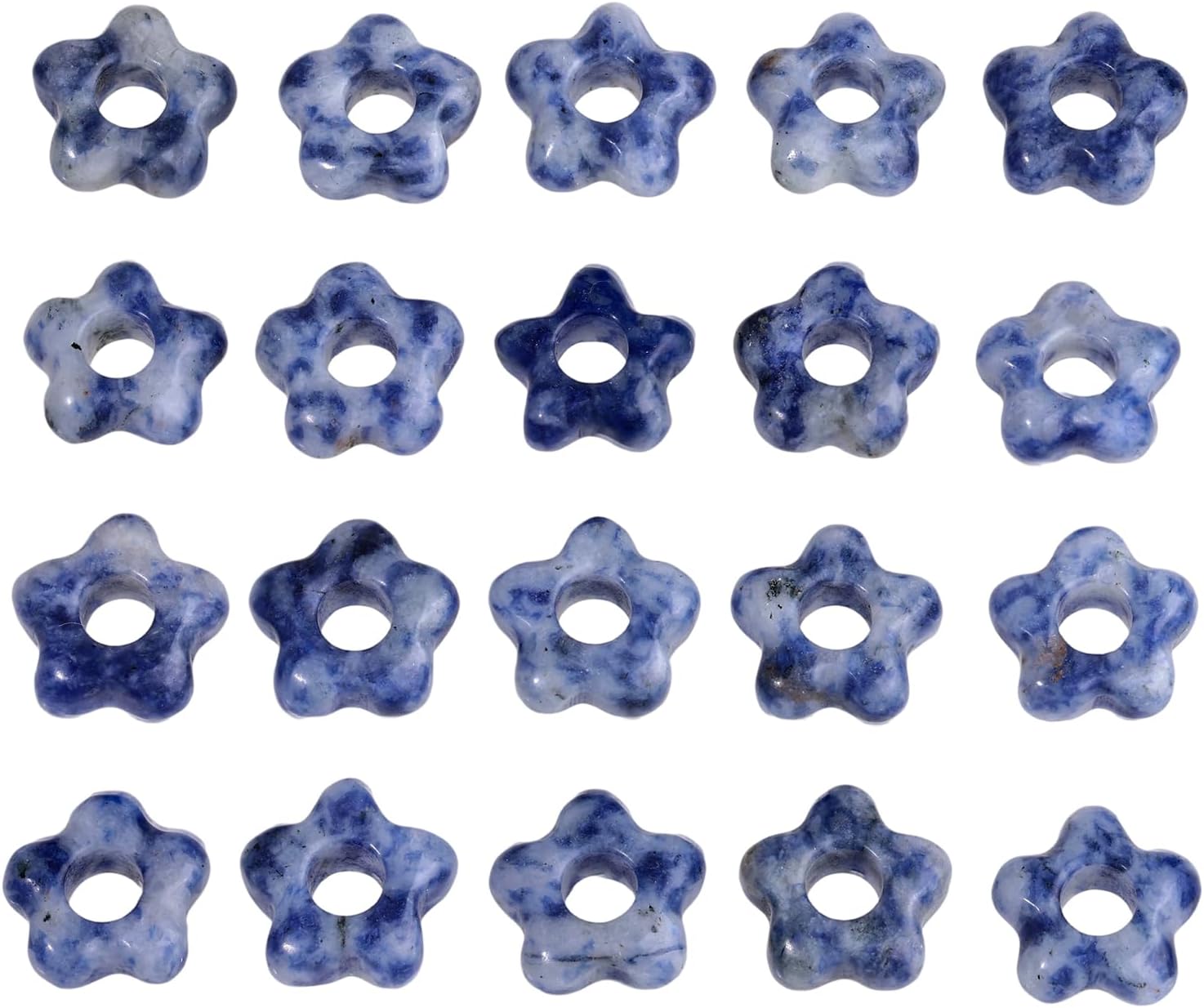 TUMBEELLUWA 10 Pcs Natural Crystal Flower Shaped Beads for Jewelry Making 5 mm, Sodalite Large Hole Beads for Crafts Macrame Hair Braids - Image 5