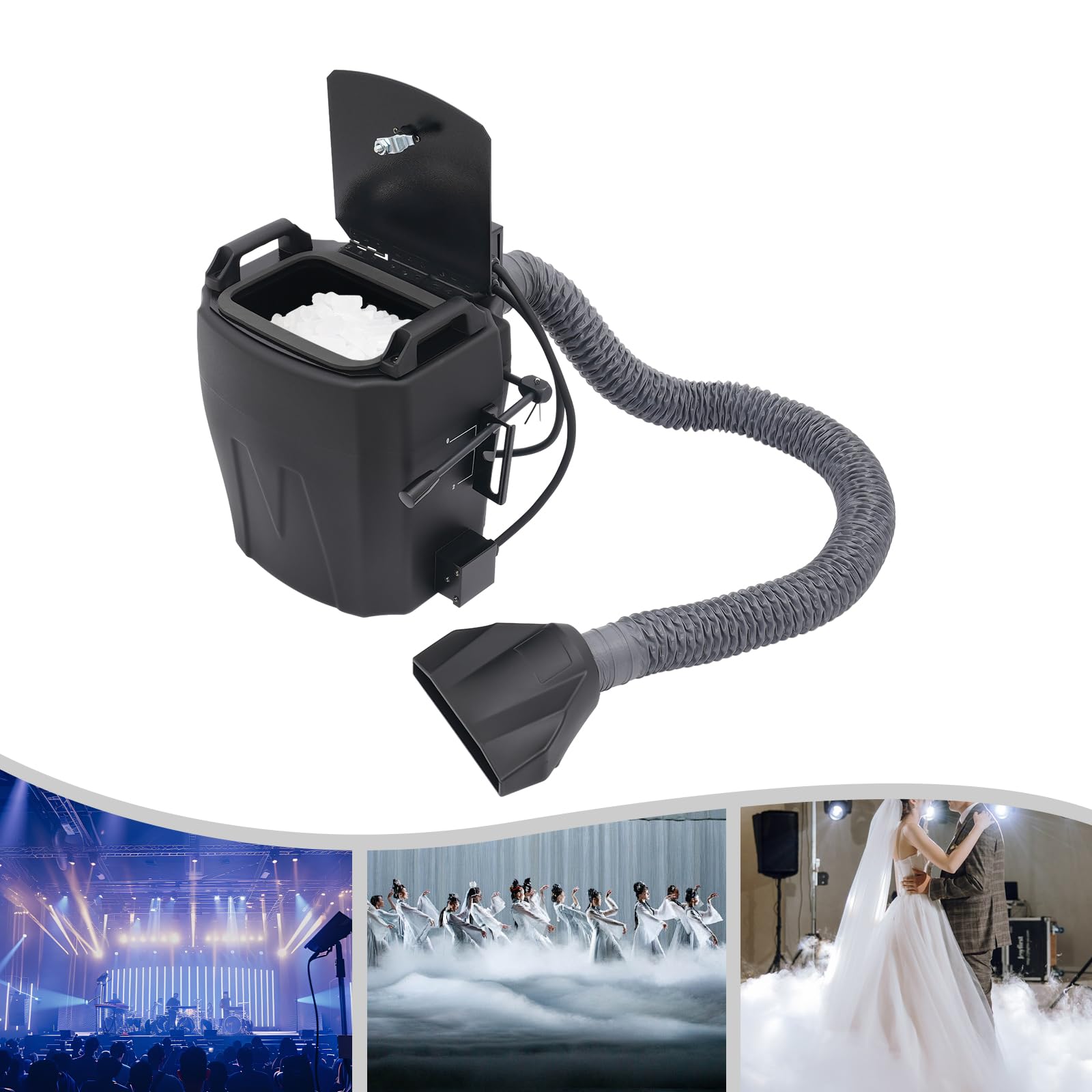 Máquina de hielo seco de 3500 W, nebulizador de escenario portátil, máquina de efecto de niebla helada seca con control electrónico de temperatura, equipo de escenario, máquina de niebla con un
