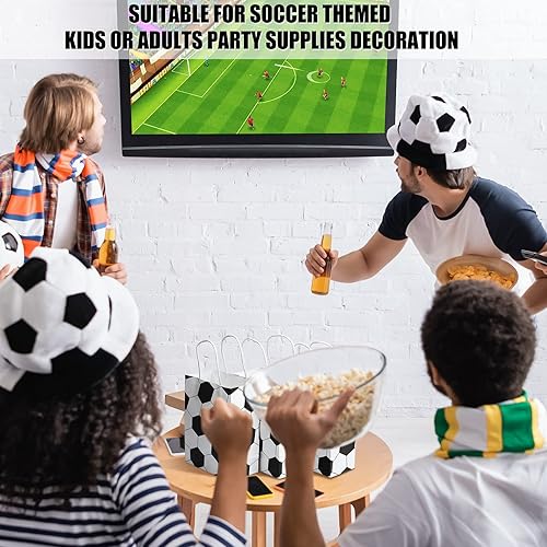 Miniatura 5 de Fainne 30 bolsas de regalo de fútbol, bolsas de papel con asas para aperitivos de dulces, bolsa de regalo con temática deportiva, bolsa de regalo