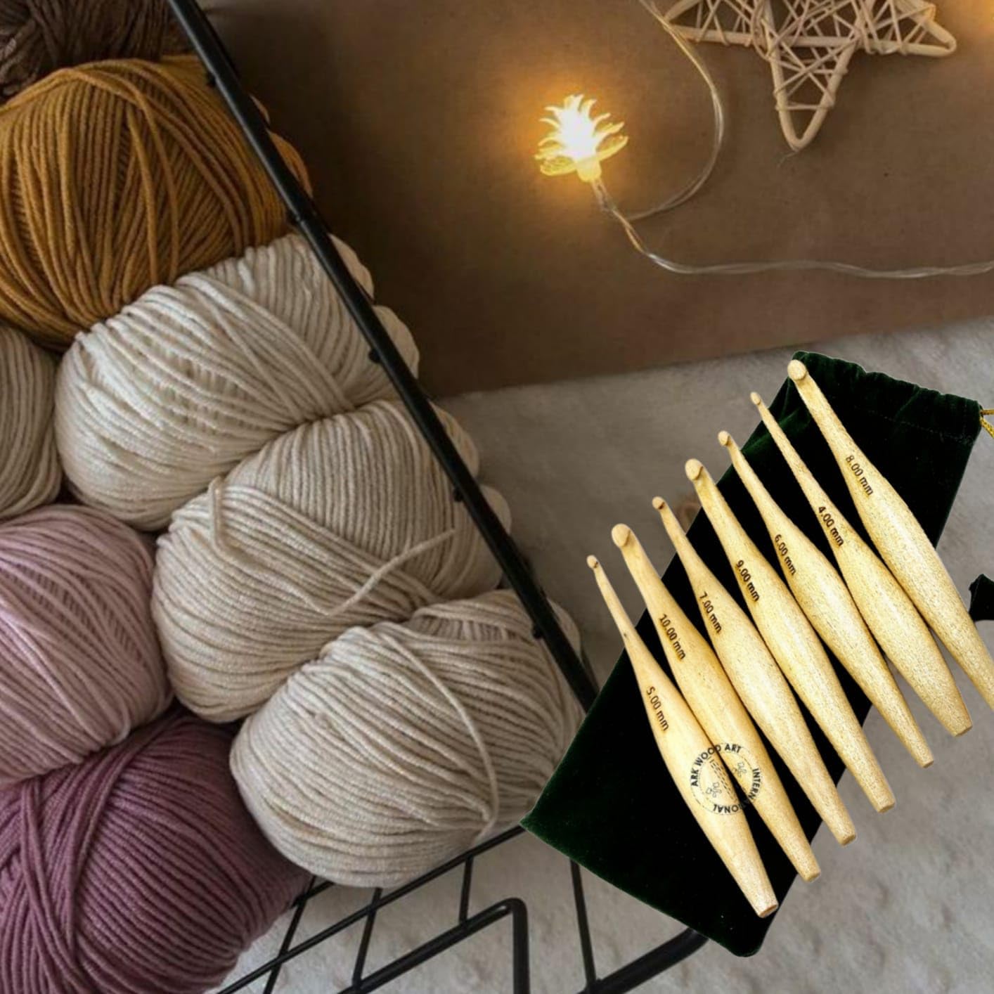 Bamboo Wood Crochet Hooks for Wool Knitting Unique Designer Comfortable Crochet Hooks Handcrafted Knitting Needles Weave Yarn Craft Gift for Elders by AF Luxury HANDICRAFTS