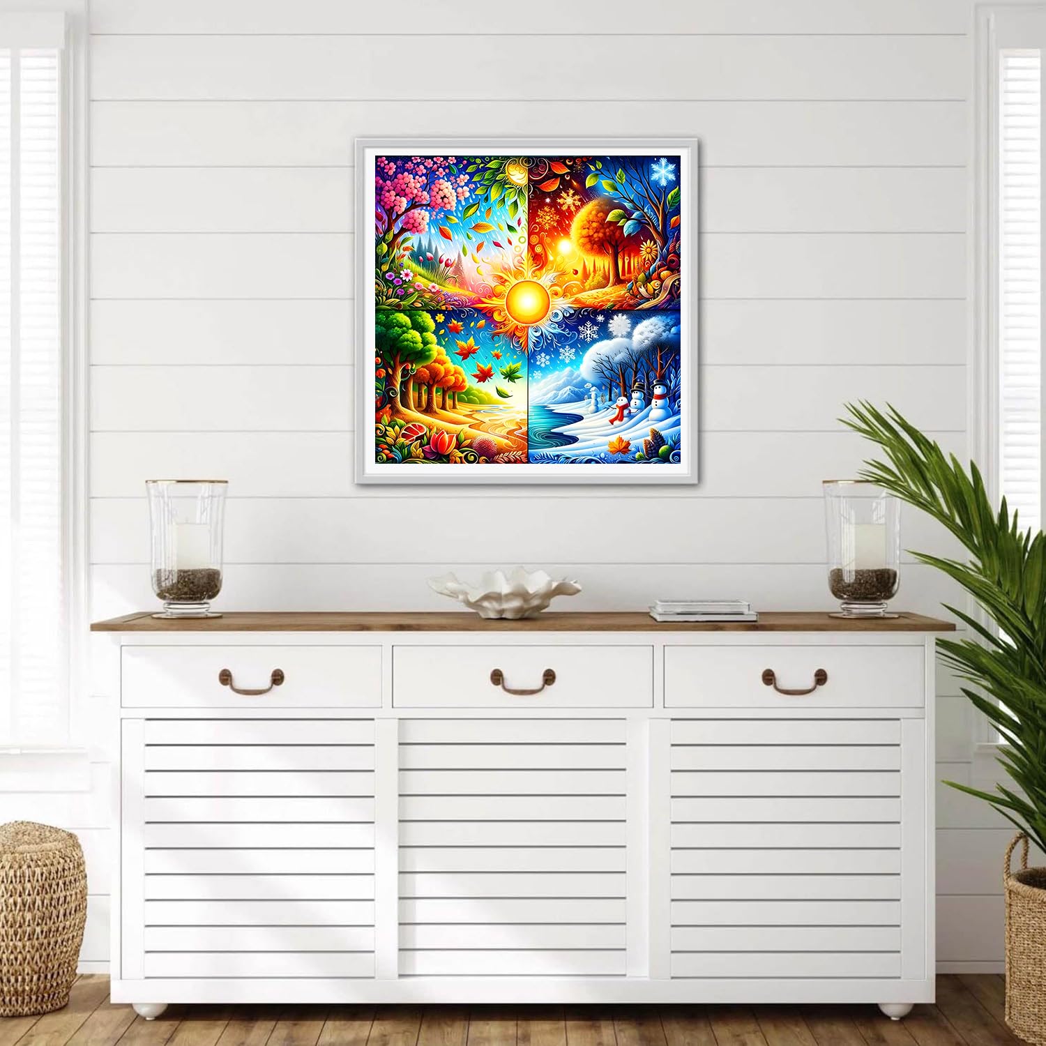Kit Diamond Painting 5D Quatre Saisons - Art Du Diamant Pour Débutants Adultes - Déco Maison 30x30 Cm