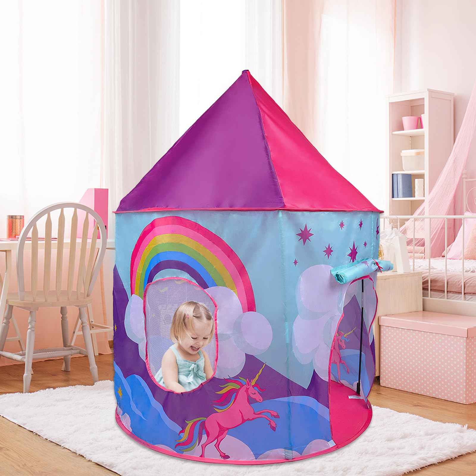 Pop Up Zelt Für Kinder Einhorn - Schnellaufbau Spielzelt 182cm Mit Tragetasche