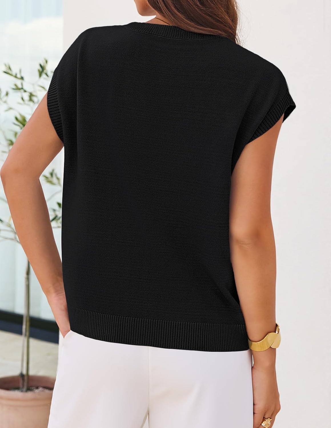 MEROKEETY Women's Summer Short Sleeve Sweater Vest Flower Knit Loose Pullover Tank Tops 2026 Trendy Spring Cute Clothing - Image 4