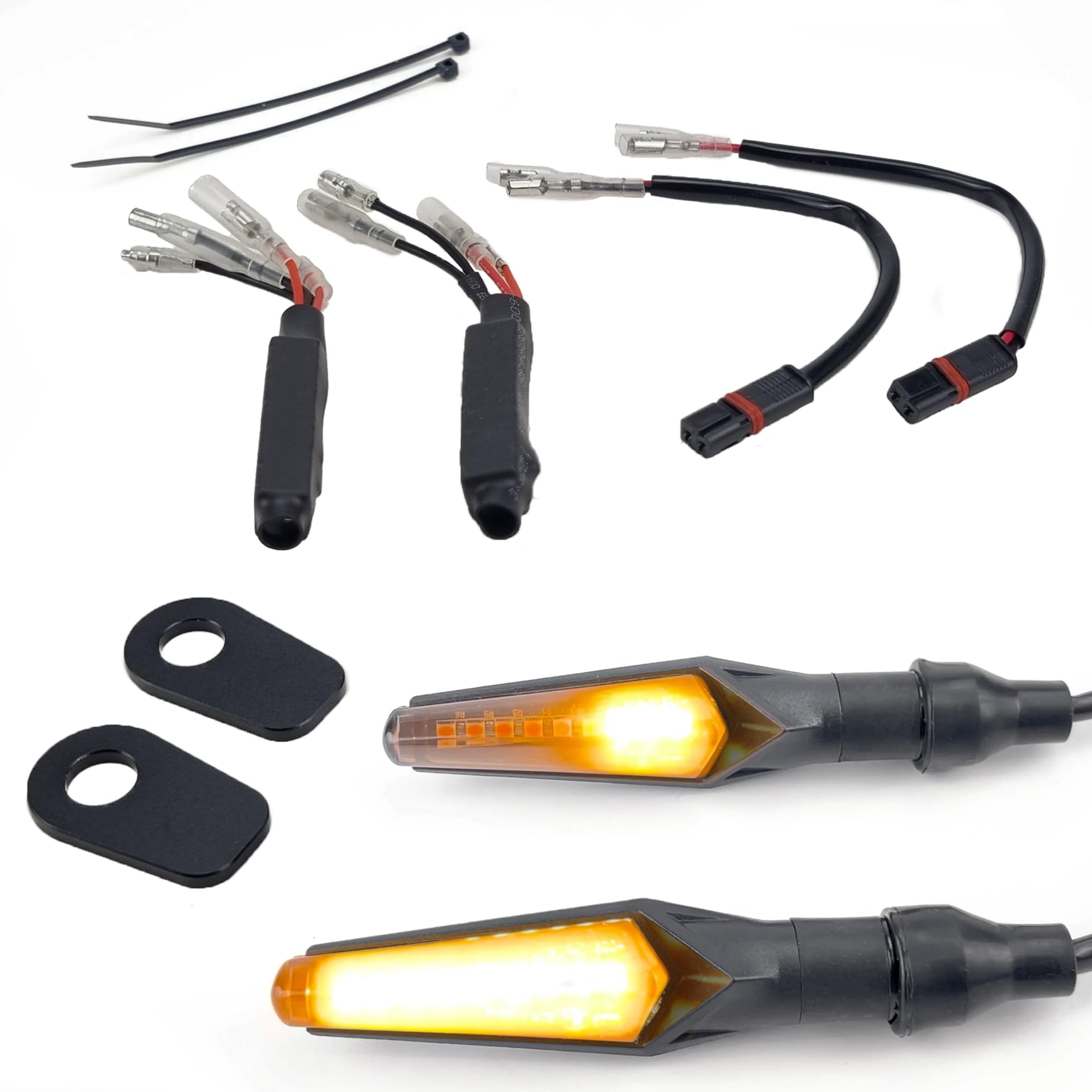 AharonMotolumino LED Sequential Flowing Turn Signal Lights | 2-Pack Complete Kit for BMW | Super-Bright Tinted | Motorcycle Flasher Indicator | E-Mark | Waterproof Blinker