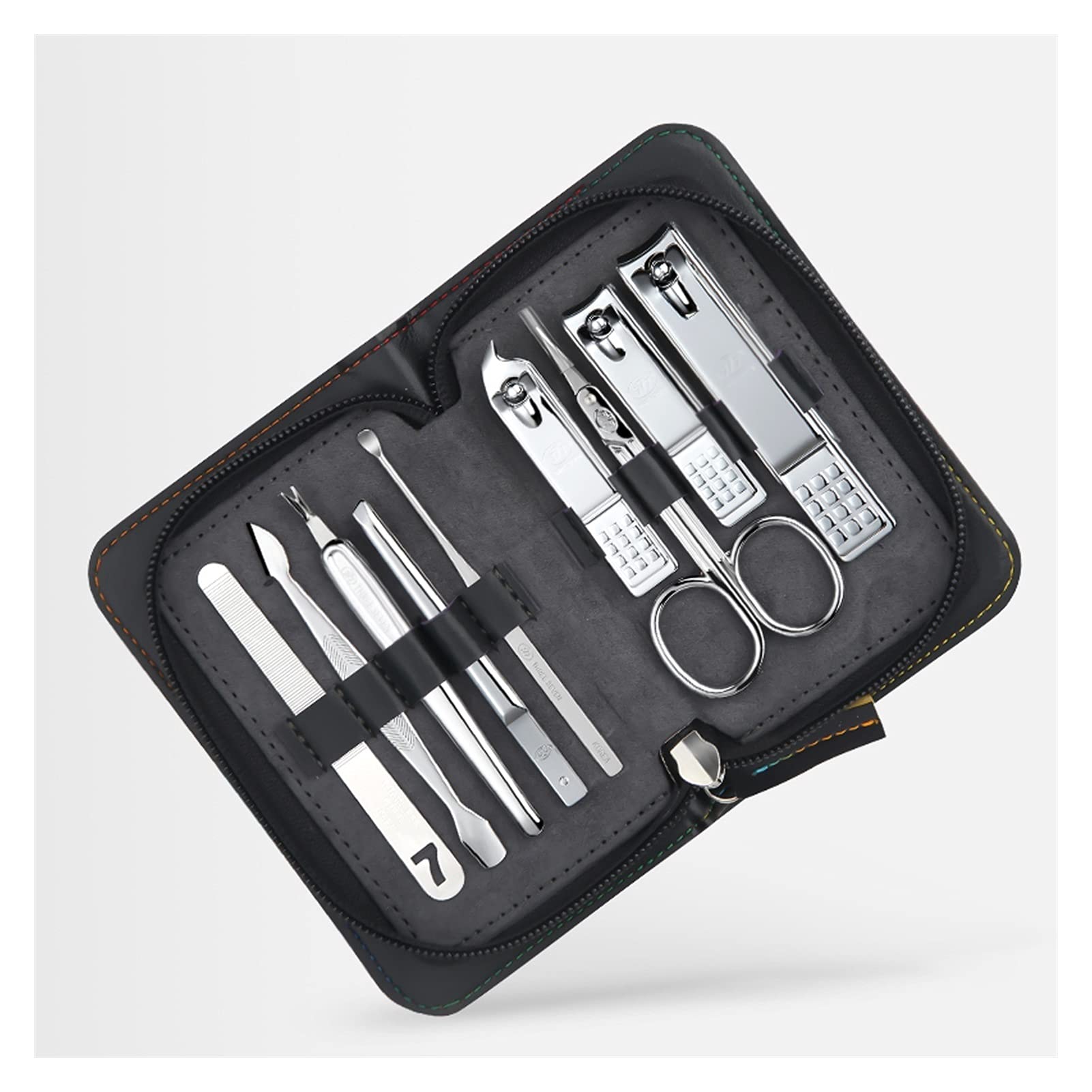 Nagelknipser-Maniküre-Set, 9-in-1, Edelstahl, professionelles Pflegeset, Nagelknipser für Herren, Pediküre-Set, Nagelpflege-Tools mit tragbarem Reiseetui, Nagelschneider