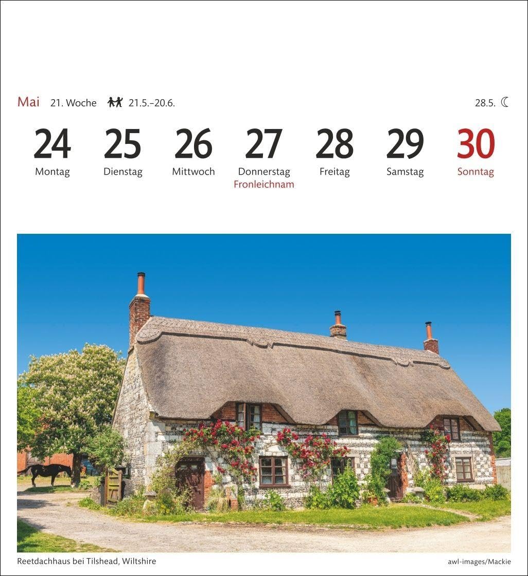 England Sehnsuchtskalender 2027 - Wochenkalender mit 53 Postkarten: Fernweh in einem Foto-Kalender zum Aufstellen. Die schönsten Landschaften Englands ... in einem Tischkalender. Auch zum Aufhängen