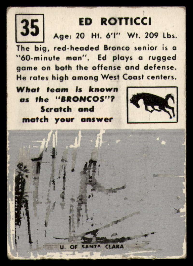 Football NFL 1951 Topps #35 Ed Rotticci EX Excellent