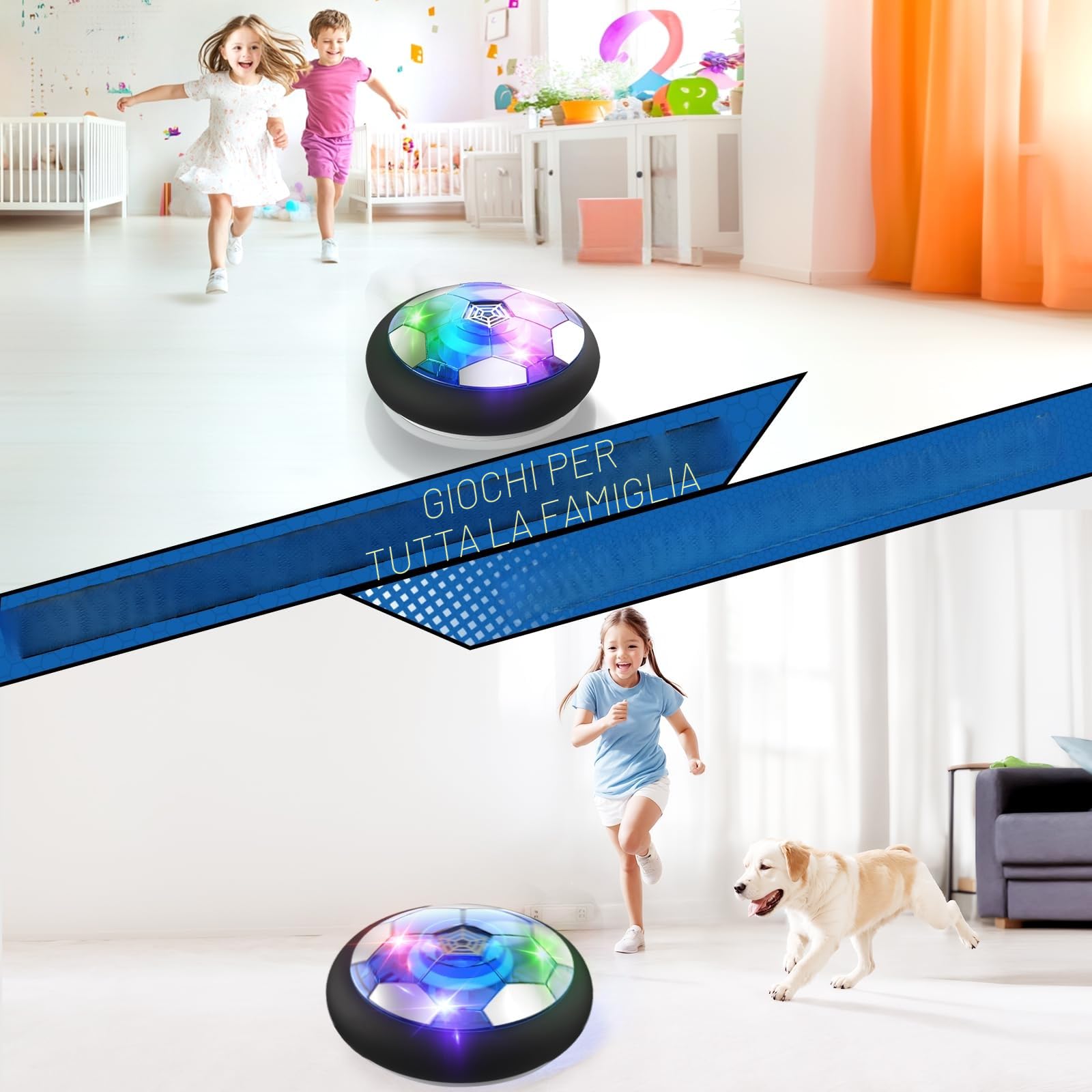 Buoeuik Pallone Calcio Fluttuante, Regalo Bambino 3 4 5 6 7 8 9 10 Anni Gioco Calcio Palla da Calcio per Casa Soccer Ball Ricaricabile con Luci LED Giocattoli Bambini Giochi Interattivi Bimbo Bimbi