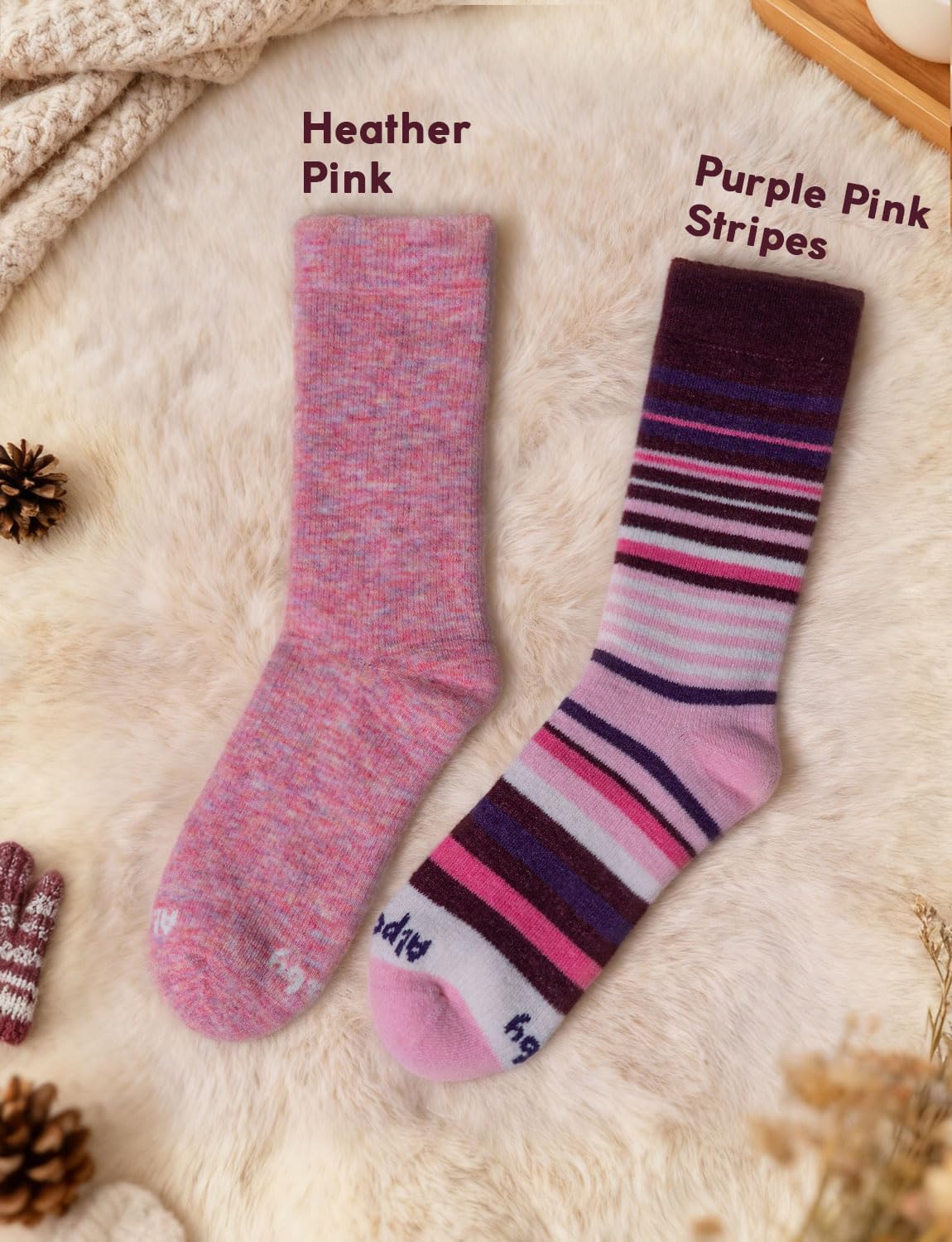 Alpaca Wool Heavyweight Crew Socks for Winter Hiking Boot Casual Socks Cold Weather Thermal Warm Thick Breathable - Image 2