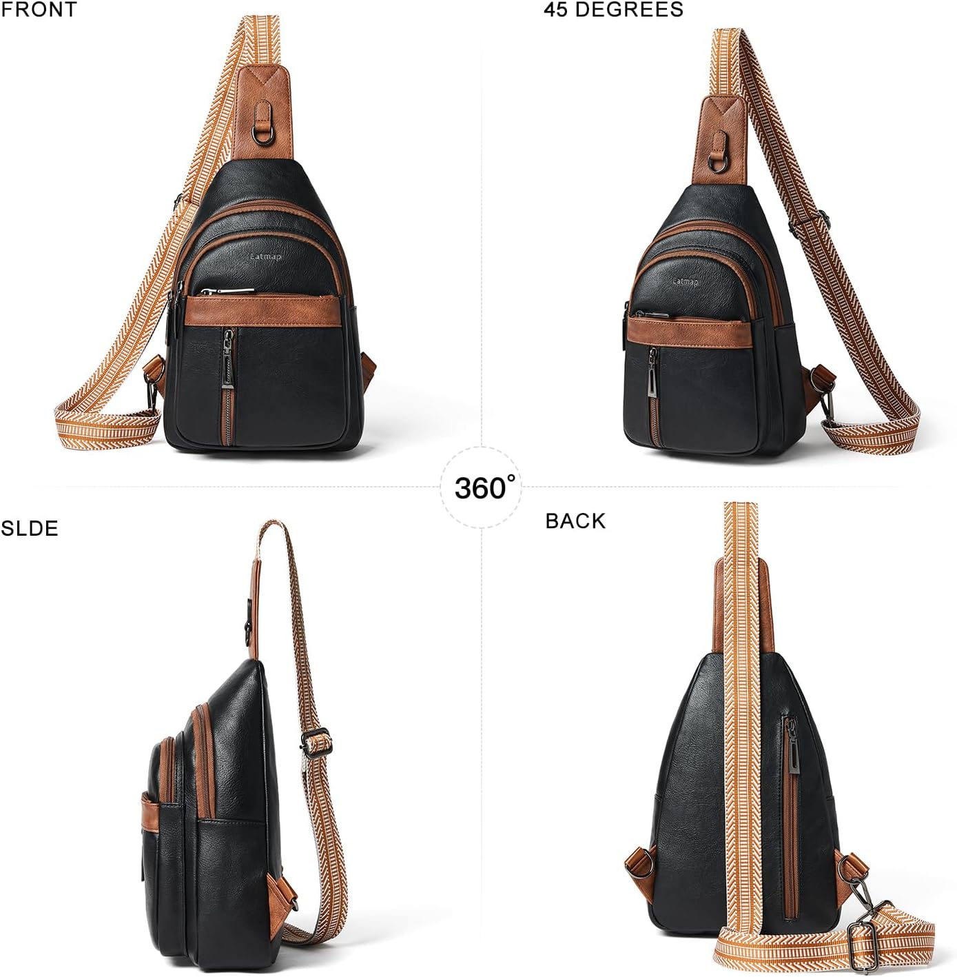 7L Sling Bag For Women Men Backpack Fanny Pack Crossbody Chest Travel Shoulder Belt Bags Purse Handbag PU Leather - Image 8