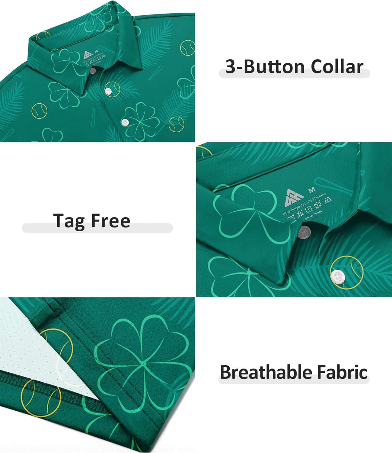 ZITY Select Mens Golf Polo Shirts 50+ UPF Short Sleeve Quick-Dry Performance Print Golf Shirt