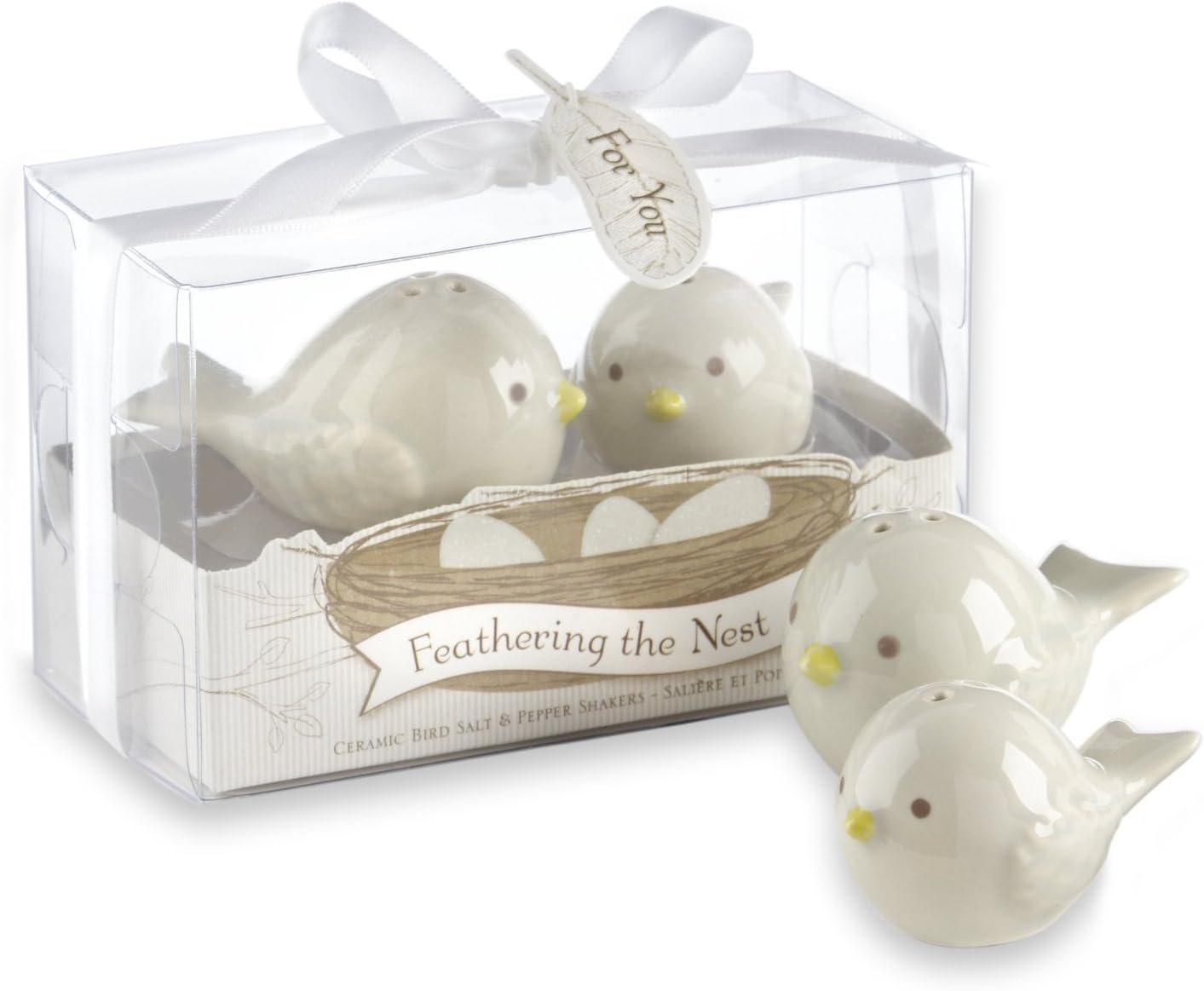 2X Kate Aspen Feathering The Nest Ceramic Birds Salt and Pepper Shakers