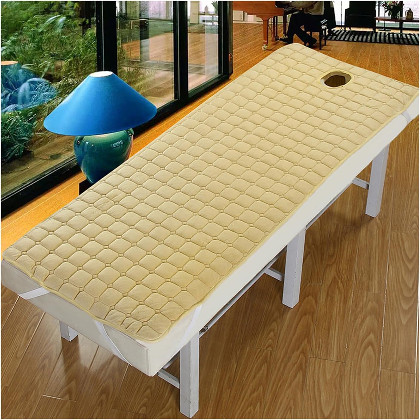 E,R70x190cm, Non-Slip Massage Bed Mattress Topper with Elastic Band, Comfortable Spa Massage Table Pad with Hole, Thick SPA Massage Table Topper Round Square Head, Washable Lash Bed Cushion