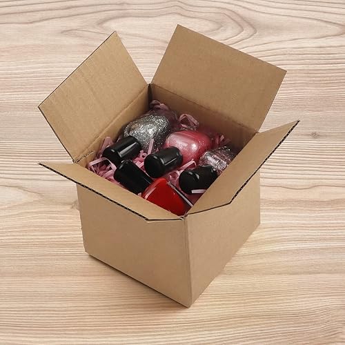 Miniatura 13 de CRUGLA Cajas de envío de 9 x 6 x 4 para pequeñas empresas, caja de embalaje de cartón corrugado, 25 paquetes Marrón,Blanco
