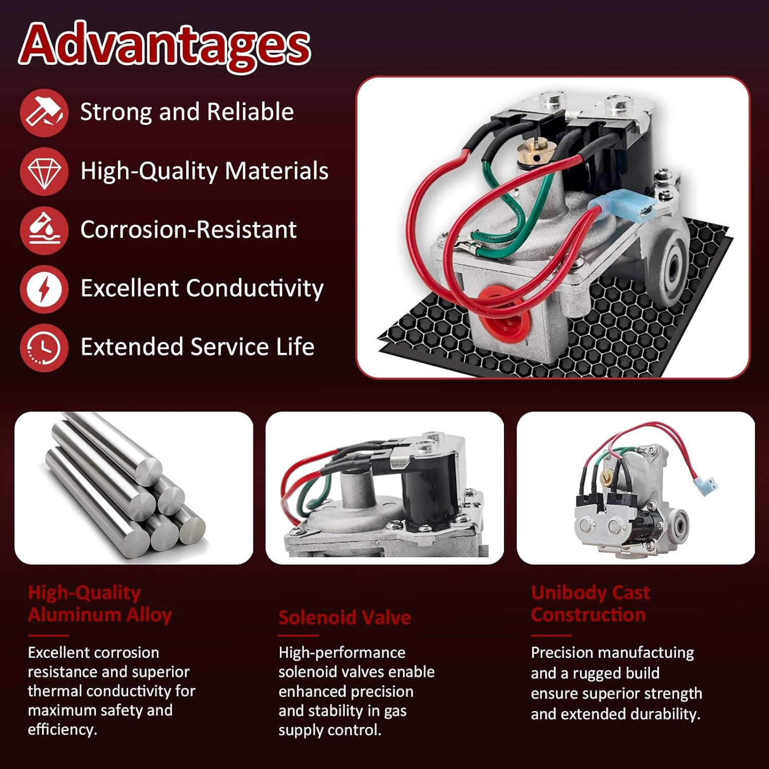 GC6AA-10E 93844 RV Water Heater Solenoid Gas Valve - Compatible with Atwood 6 and 10 Gallon Water Heaters GC10A-4E G6A-8E G6A-6E G6A-4E G10-3E, Replacement OEM # 92078 93321 93870