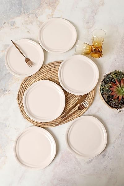 Keramika Krem Bloom Pasta Tabağı 24 Cm 6 Adet 030