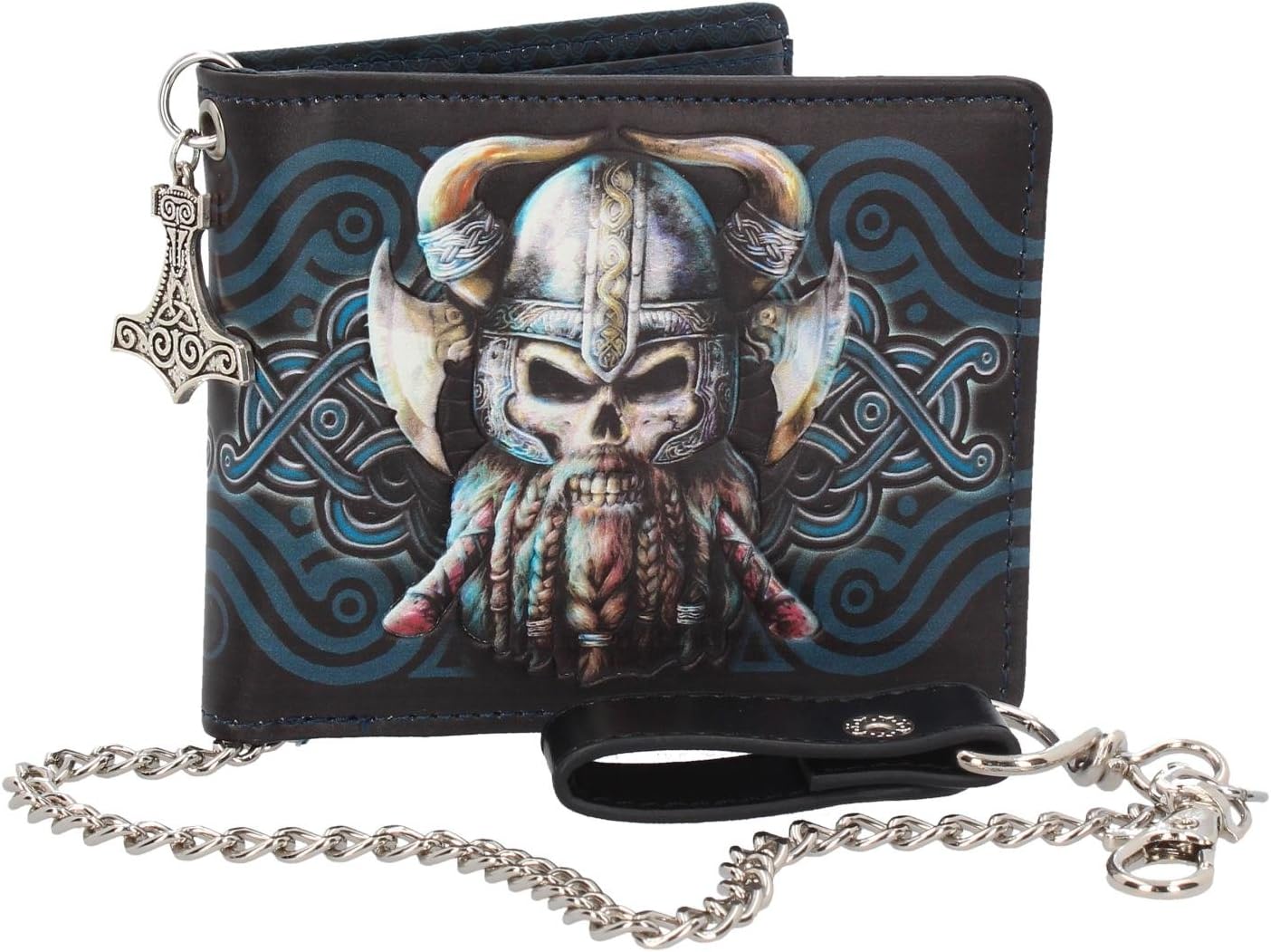 Danegeld Viking Wallet 11cm – Skull Design Wallet with Chain and Card Slots