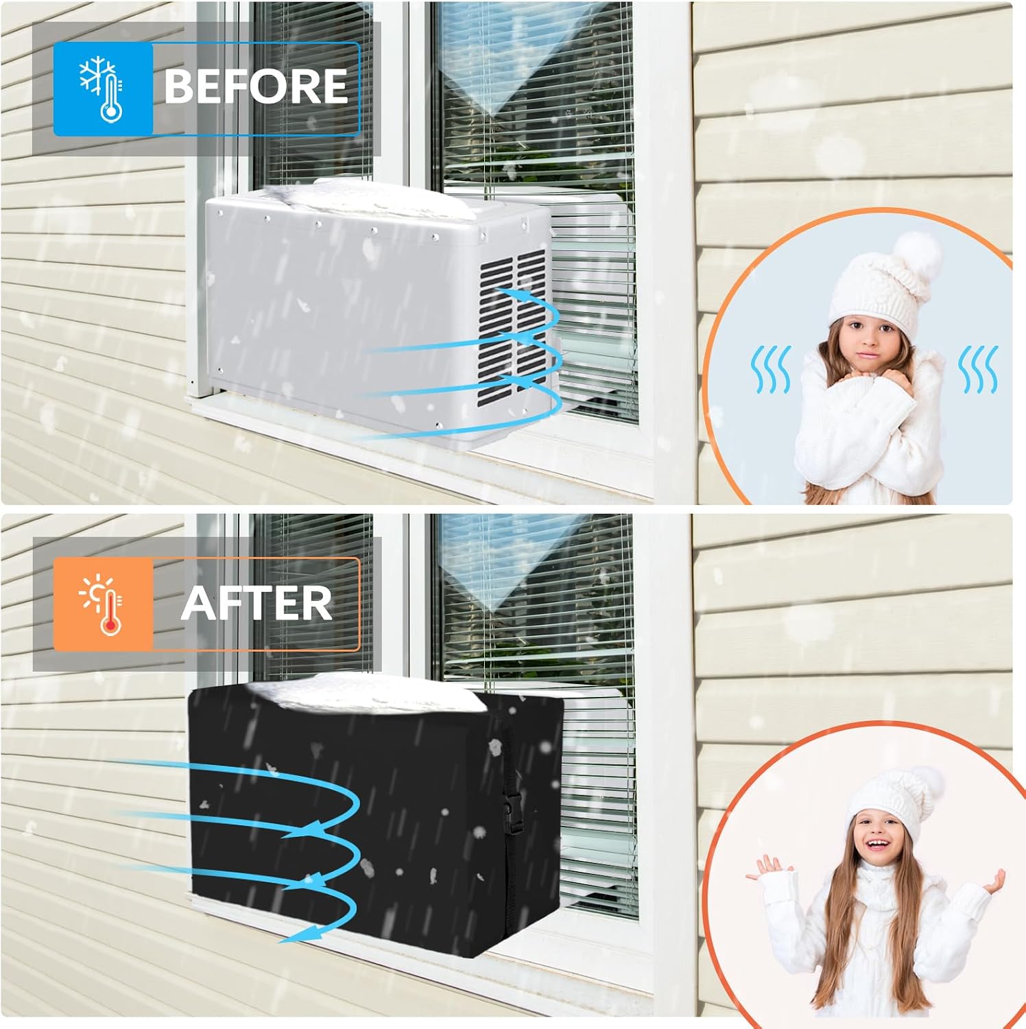 Air Conditioner Covers for Outside fit for Midea U Shaped Unit, Black