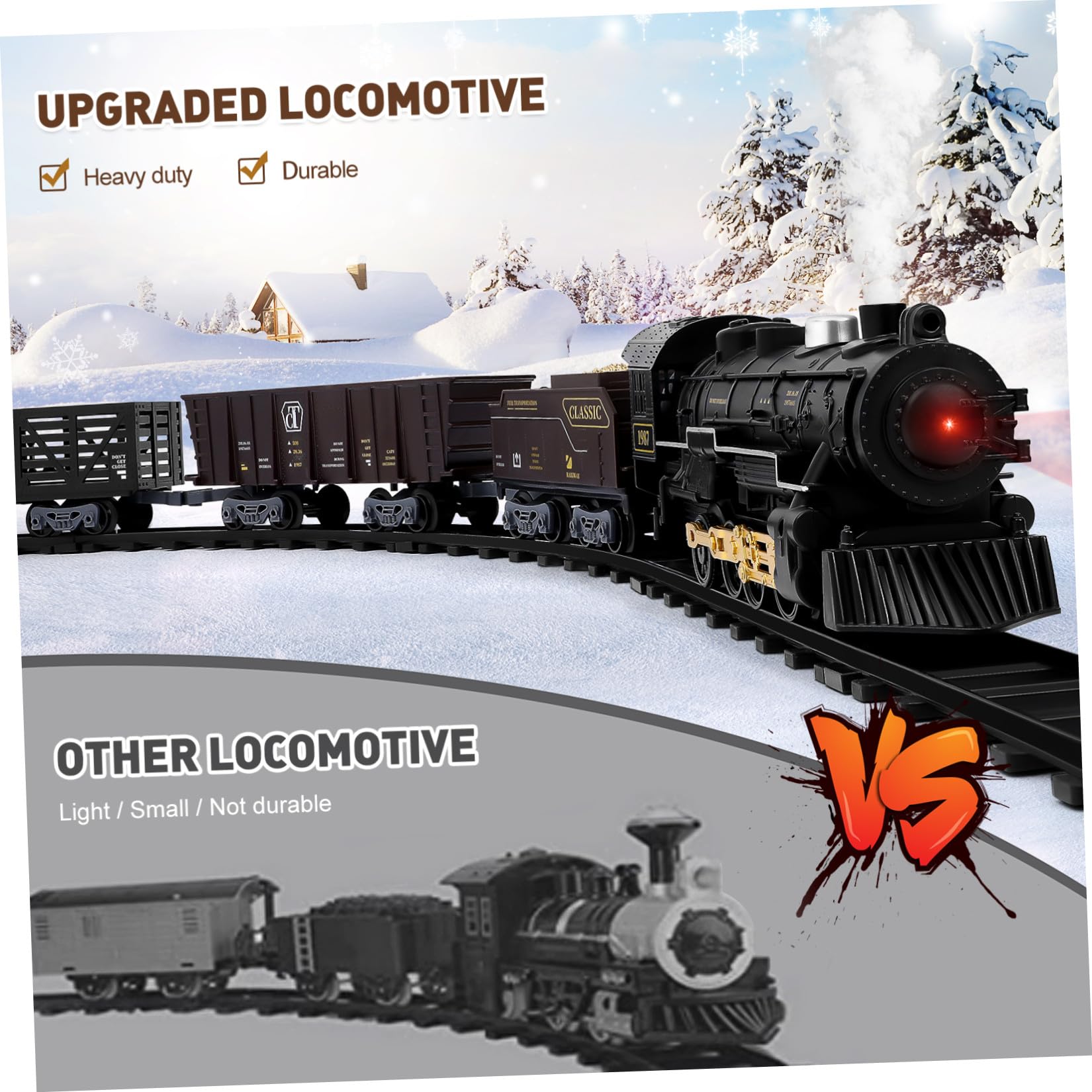 Toyvian Kit de train électrique pour garçons - Kit de train de Noël pour sous l'arbre avec lumière sonore - Pour garçons et filles - Facile à monter