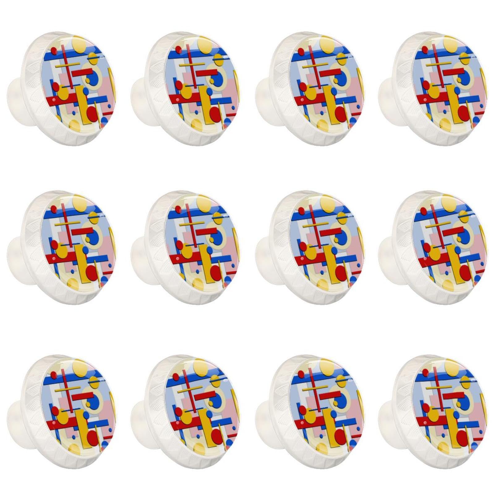 Boutons de tiroir en verre cristal transparent Geometry (Lot de 12) pour décoration meuble