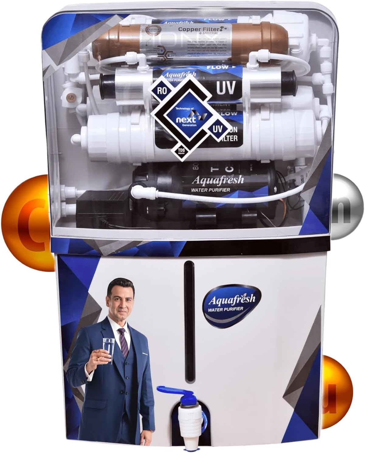 All India Group→ Aqua RO Domestic Water Purifier (RO+ UV/UF+ ORC COPPER+ HIGH TDS MEMBRANE+ TDS CONTROL) Automatic, Best For Home/Office Purpose | 20 LPH | 12 Liter Storage (Aqua Next Generation)