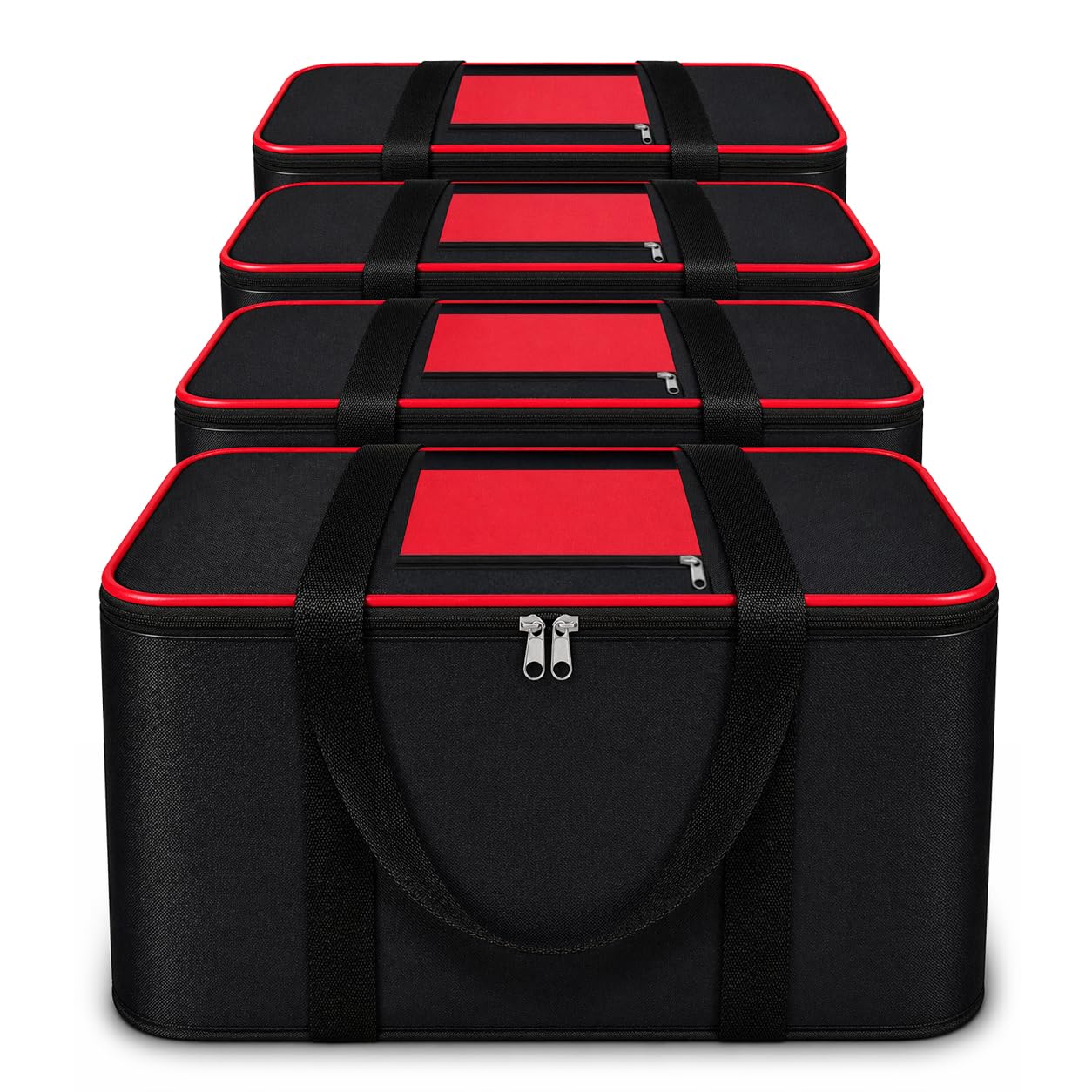 DALUCI Underbed Storage Bags for Clothes Pack of 4 Large Moisture Proof Organizer with Zipper Non Woven Foldable Storage Bag for Blanket Saree Wardrobe 54 x 46 x 28 cm (Black & Red - Large, 4 Pack)-image-5