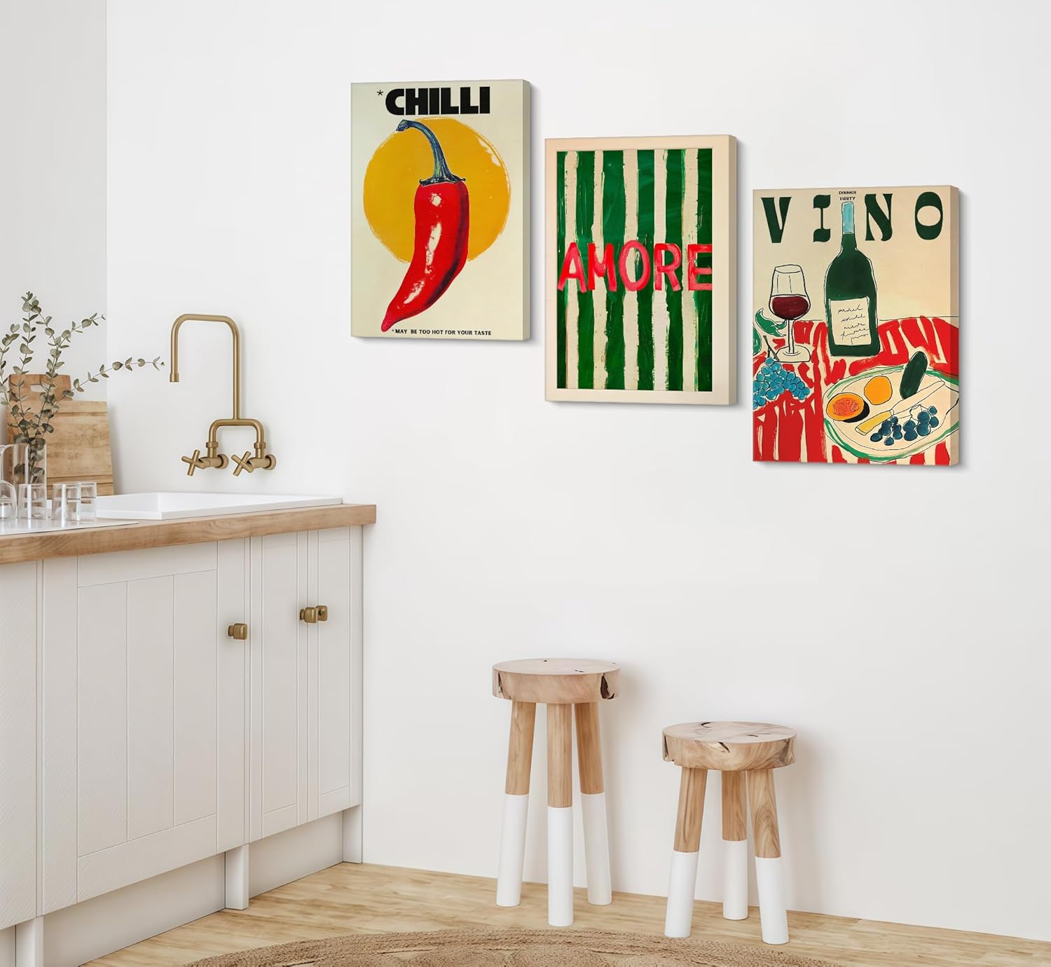 3Pcs Vintage kitchen Canvas Wall Art Abstract Dinner Table Food Wall Decor Colorful Food Lover Maybe Too Hot for Your Taste Poster Print Artwork for Dining Hotel Kitchen Modern Home Decoration - Image 5