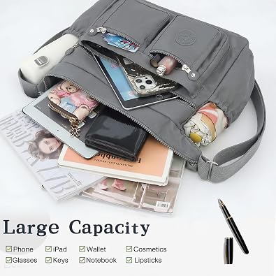 Cross Body Bag Women, Nylon Black Crossbody Bag for Women