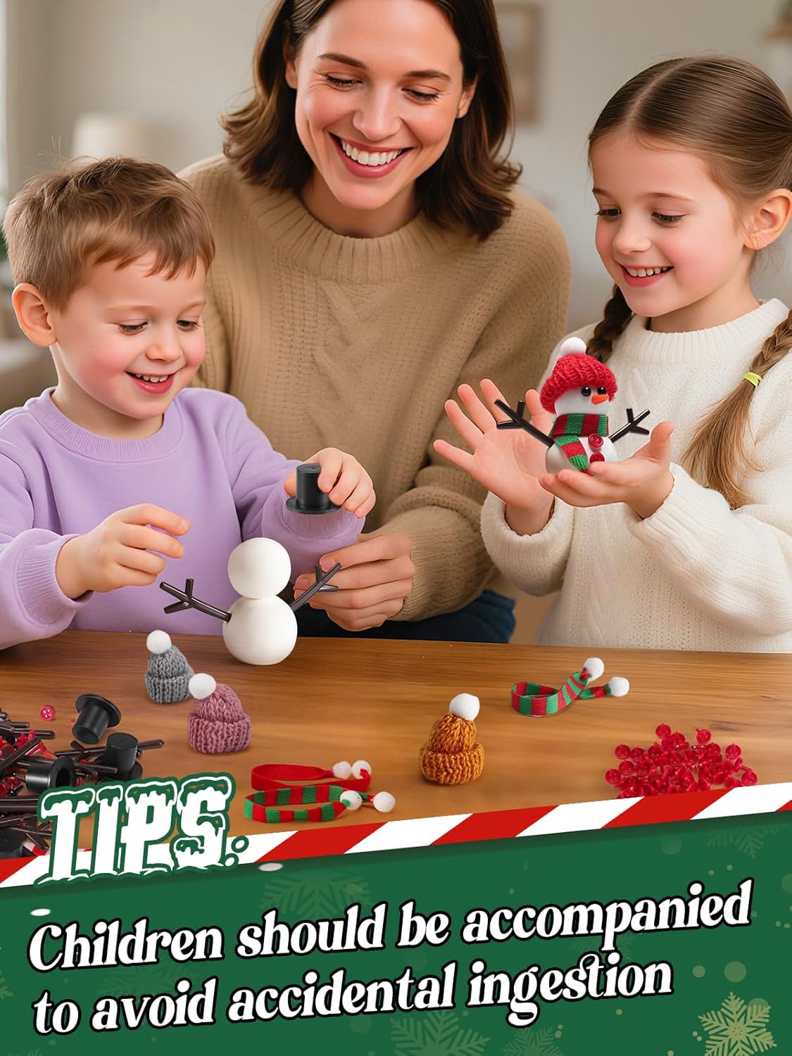 Cosweet 24 Pack Christmas Snowman Crafts Kit for Kids- Build a Snowman Kit with Air Dry Clay Xmas Stocking Stuffers Gift for Party Favors Winter Activities DIY Crafts Sewing