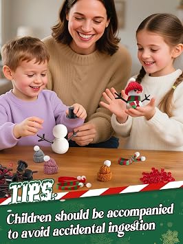 Cosweet 24 Pack Christmas Snowman Crafts Kit for Kids- Build a Snowman Kit with Air Dry Clay Xmas Stocking Stuffers Gift for Party Favors Winter Activities DIY Crafts Sewing