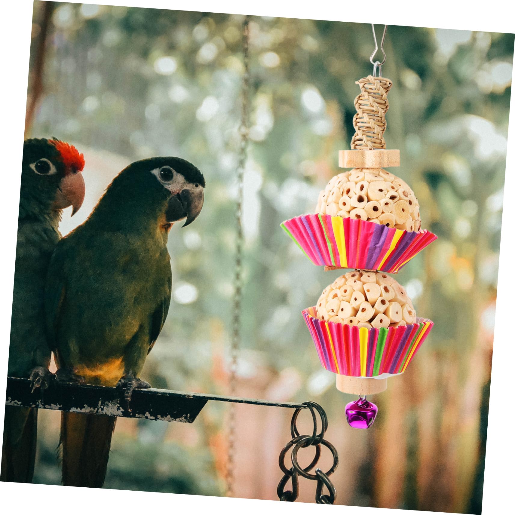 BESPORTBLE Parrot Chewing Toy Suspendu pour Oiseaux Jouet à Mâcher Amusant Et Décoratif pour Perroquets Et Calopsittes pour Forage Divertissement des Oiseaux