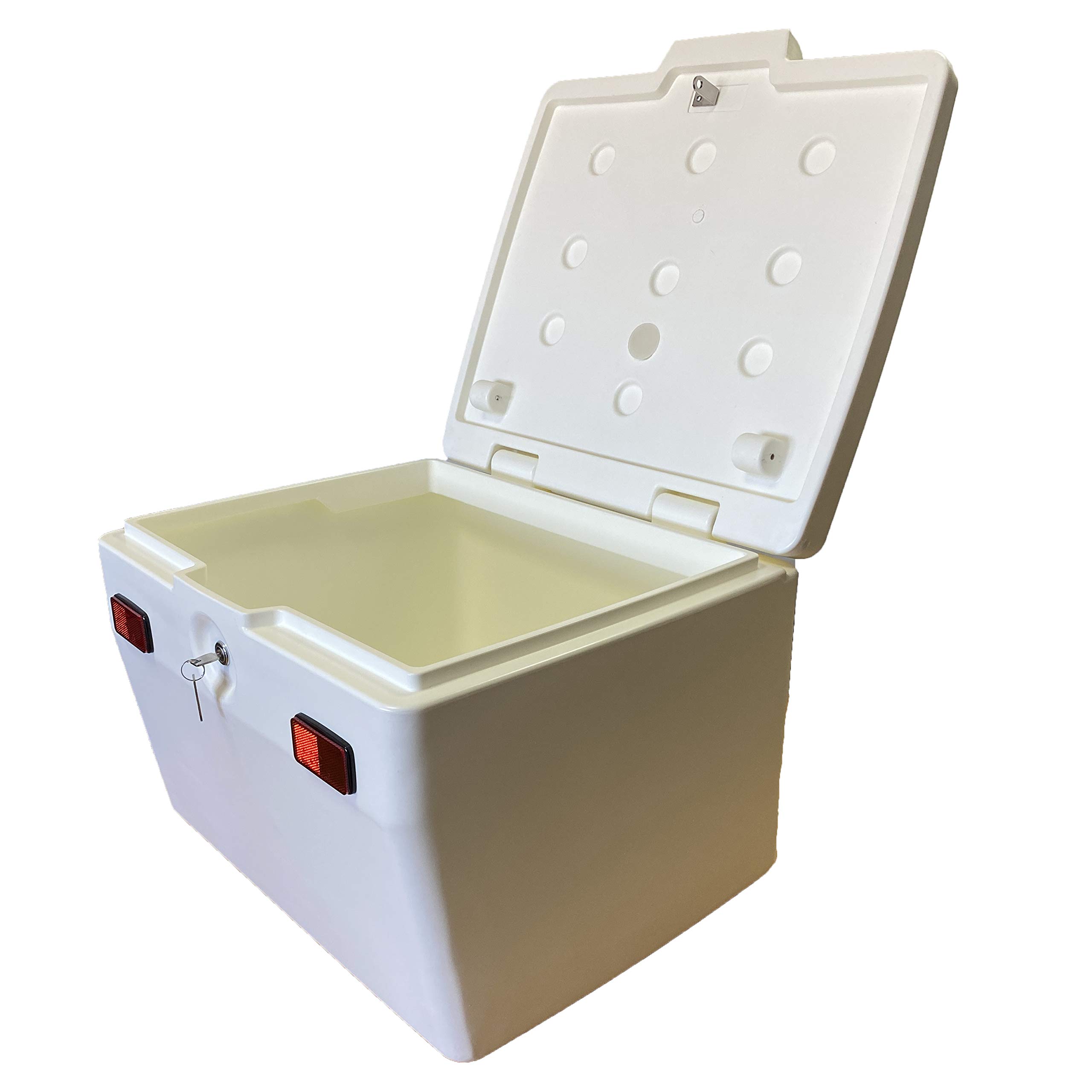 Cofre Portaequipajes Moto Ciclomotor Quad de Fácil Montaje, Cajón Gran Capacidad Apto para Alimentos, Baúl con Llave para Moto, 120 litros, Caja Baúl Moto (Color Blanco)