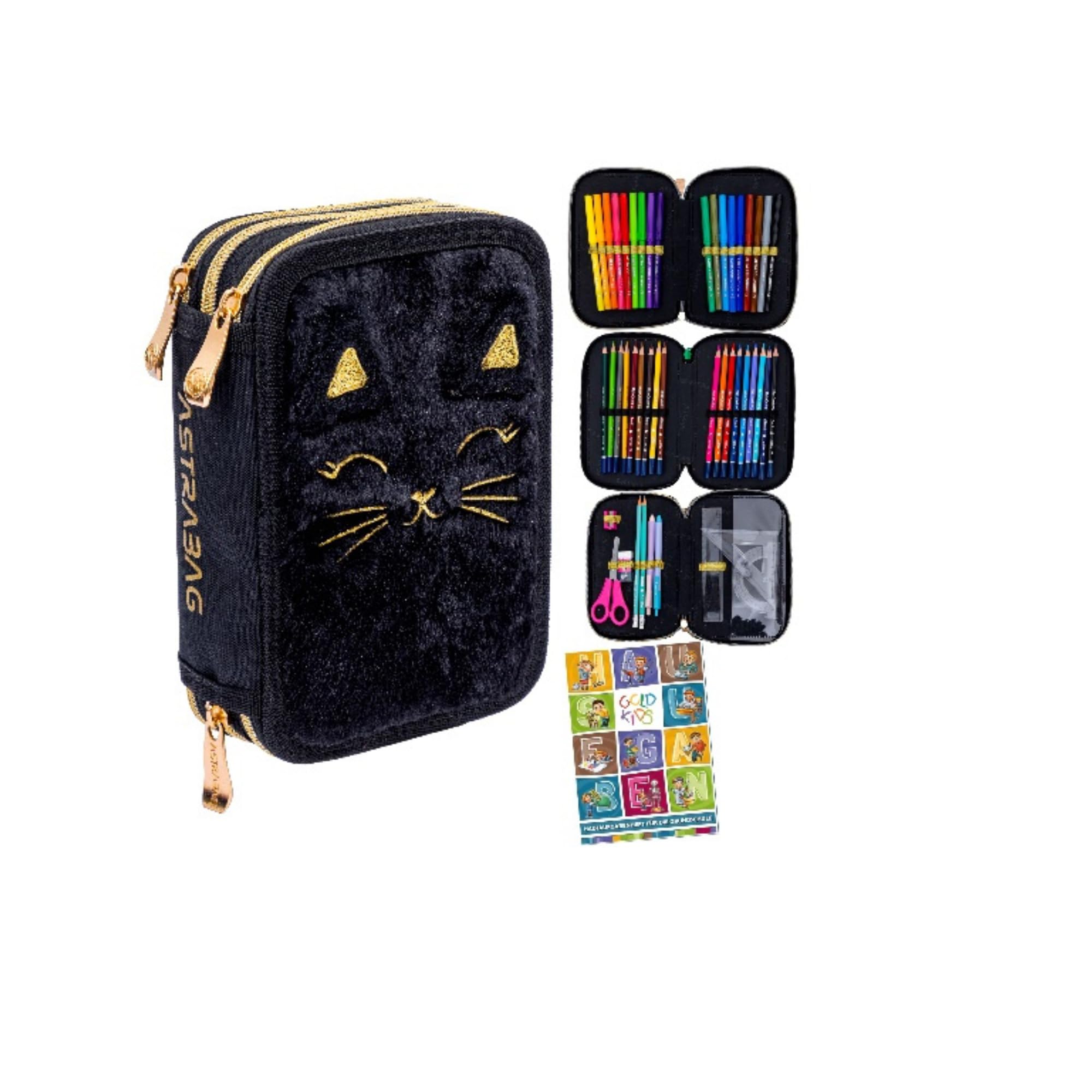 Goldkids - Astuccio per penne 3 scomparti - Astuccio per ragazzi e ragazze - Astuccio per penne 3 scomparti, astuccio per la scuola, astuccio per compiti e quaderno, 3-fähig