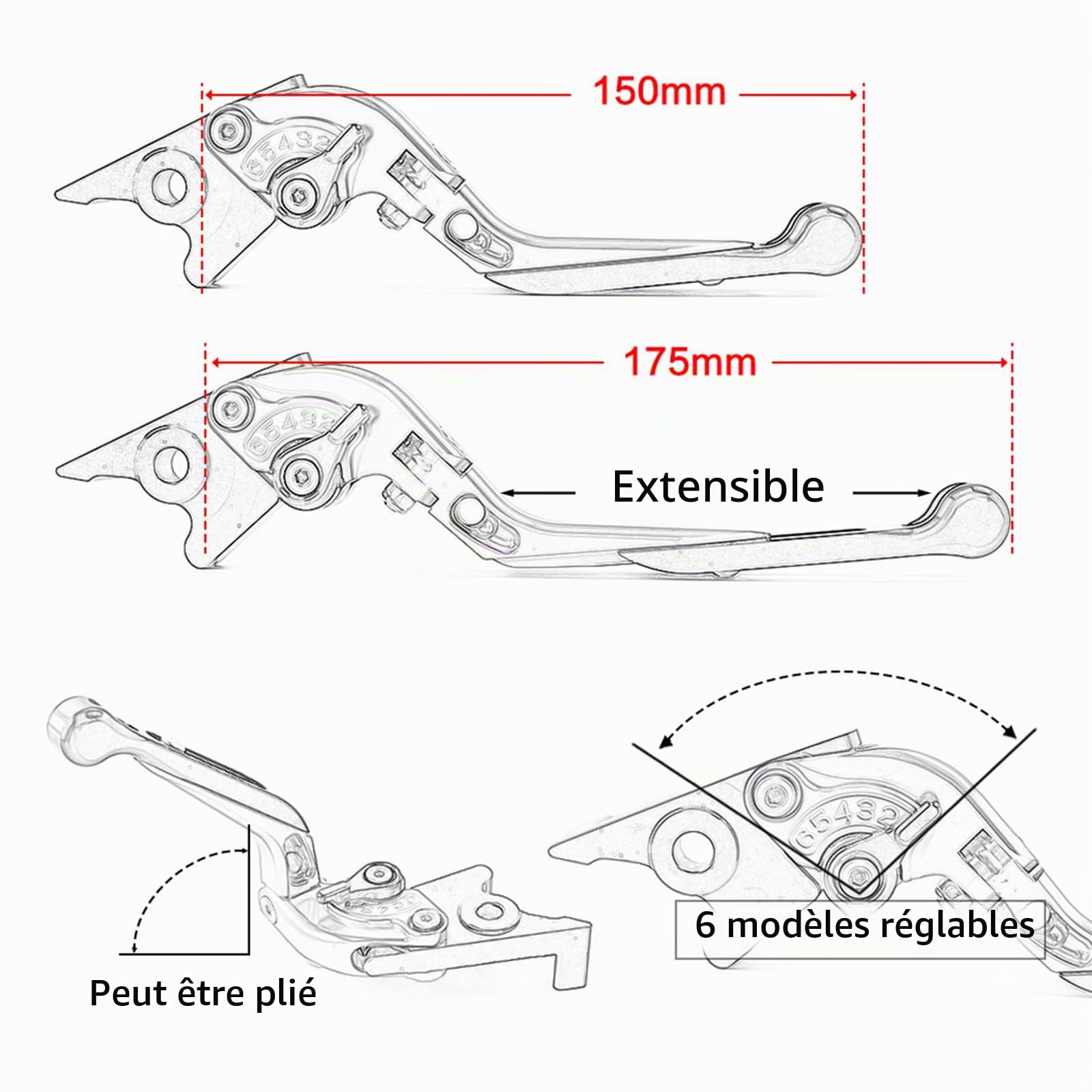 Kit Levier d'embrayage et Levier de Frein pour CB750 CB 750 Hornet 2023 2024 2025 2026